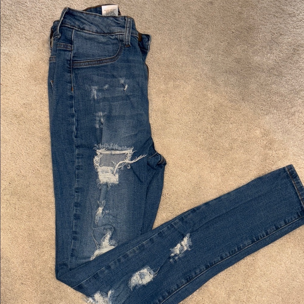 Women's Distressed Blue Jeans